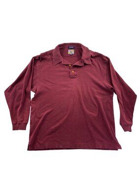 Cutter & Buck Mens Polo Shirt Size XXL Maroon Long Sleeve Rugby Cotton Top